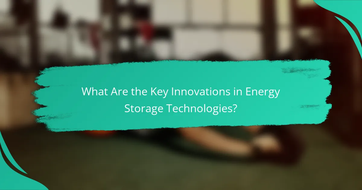 What Are the Key Innovations in Energy Storage Technologies?